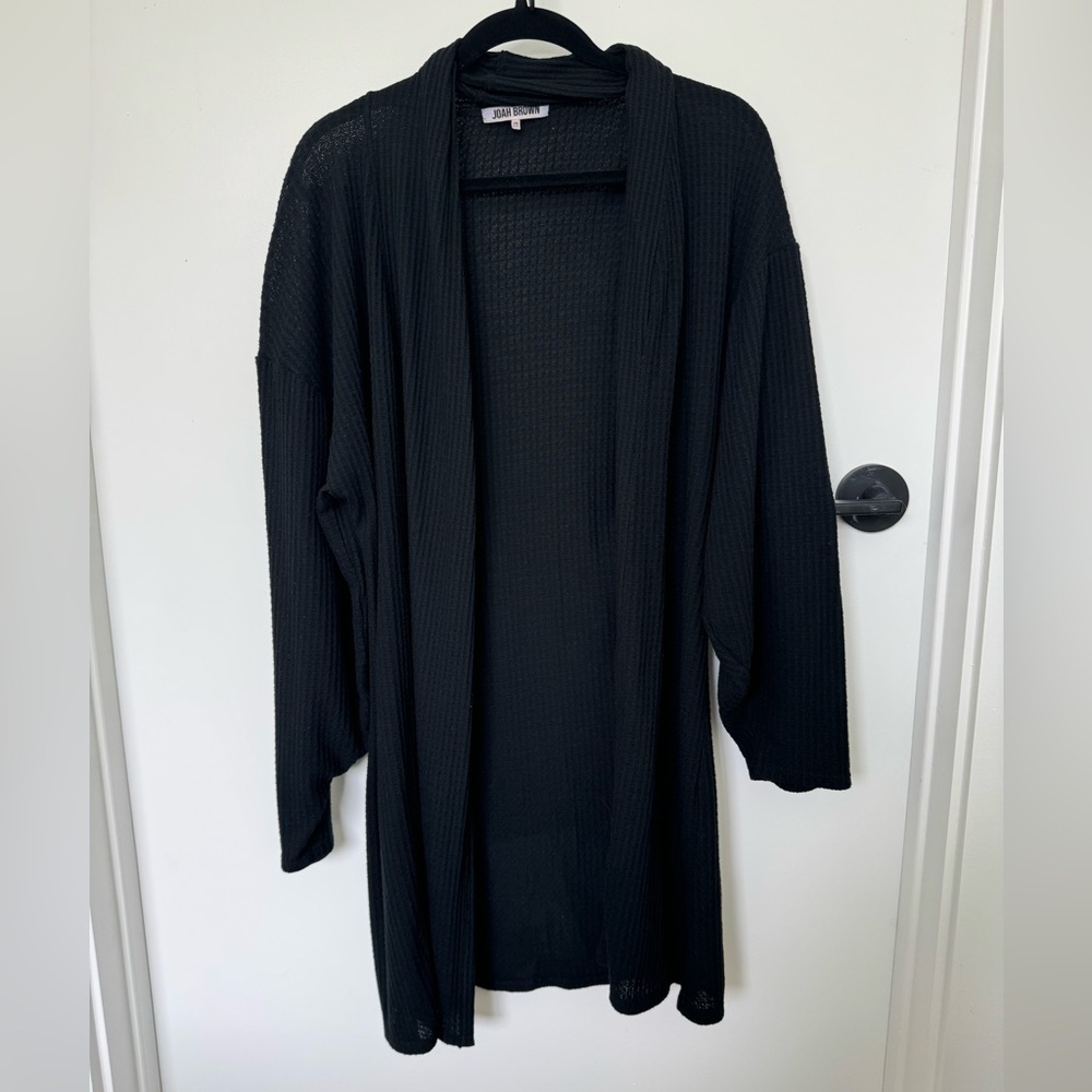 Joah Brown oversized waffle knit black cardigan